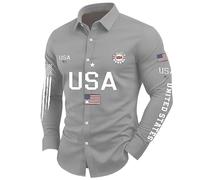Cocila Chemise Homme Manches Longues À Style Rétro avec Drapeau Américain | Commémorant le 250e Anniversaire des États Décontracté et Tendance T Shirt Polo Hommes Tee Shirt Tshirt Pull Lot Coton Thee