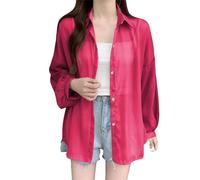 Cocila Chemisier D'éTé en Mousseline De Soie pour Femmes Chemise LéGèRe Solaire Bloc à Manches Longues Veste Chaud Homme Hiver (Red XL) Veste Jeans Cuir Blouson Printemps Only Bi