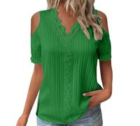 Cocila Chemisier éLéGant à Manches Courtes Et Col en V pour Femme Couleur Unie éLéGant Confortable Doux éTé Tablier Blanc Blouse Blanche Estheticienne Haut Noir Femme Chic Et Elegant Tshirt