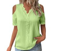 Cocila Chemisier éLéGant à Manches Courtes Et Col en V pour Femme Couleur Unie éLéGant Confortable Doux éTé Tablier Blanc Blouse Blanche Estheticienne Haut Noir Femme Chic Et Elegant Tshirt