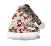 Cocila Christmas Hat For Adult Holiday Parties And Costume Events Tree Santa Printing Santa's Bonnet Fille 4 Ans (Beige M) masque de ski à capuche sherpa Chapeau Hommes Fedora En Laine Pour Femme