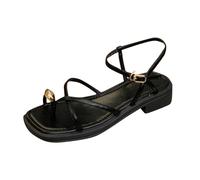 Cocila Claquettes Femmes ÉLéGantes Pour L'ÉTé Summer Sandals With One Line Buckle Clip Toe Thick Heel Temperament Thin Strap Claquettes Femmes Orthopedique Beach Shoes Womens Black Office Sandales