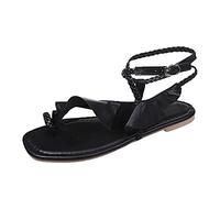 Cocila Claquettes Femmes Pour Plage Et Ville à Boucle Plat Strap DéTé Casual Ouvert Solide Orteils Sandales (Black 41) Chaussure éTé Femmes Pied Large Chaussure 42Eu Large ÉTé Cafe Noir