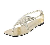 Cocila Claquettes Femmes Pour Plage Et Ville Sandales DéTé Couleur Unie Strass Perle Boucle à Chevrons (Gold 37) Beige Sandals For Women Chaussure Femmes 42Eu Large ÉTé Black Office Shoes Women