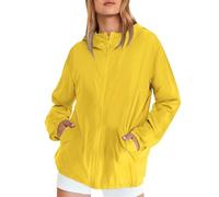 Cocila Coupe Vent DéContracté Et éLéGant Pour Femmes Avec Poches Fermeture éClair Coupe Soleil. Doudoune Duvet Yellow Xxxxl Blouson Printemps Ete Veste ImperméAble Femmes MatelasséE Manteau