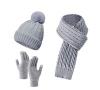 Cocila Ensemble gants d'hiver pour femme bonnet écharpe Autumn Winter Warm Wool Hat Scarf Gloves Three Pieces Gants Echarpe Hiver Chaude Women Thermique Coffret Chaud Et Cadeaux de Noël Anniversaire