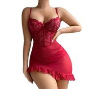 Cocila Ensemble Lingerie Femme Lace Sexy with Rings Suspender Straps Fun St Valentin Nuisette Coquine Hot Dessous Très sous Vetement Sexyfemme Érotique Vetements Feminins Vêtements Costume Tenue