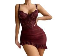 Cocila Ensemble Lingerie Femme Lace Sexy with Rings Suspender Straps Fun St Valentin Nuisette Coquine Hot Dessous Très sous Vetement Sexyfemme Érotique Vetements Feminins Vêtements Costume Tenue