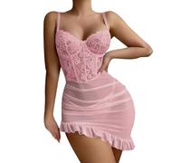 Cocila Ensemble Lingerie Femme Lace Sexy with Rings Suspender Straps Fun St Valentin Nuisette Coquine Hot Dessous Très sous Vetement Sexyfemme Érotique Vetements Feminins Vêtements Costume Tenue