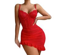 Cocila Ensemble Lingerie Femme Lace Sexy with Rings Suspender Straps Fun St Valentin Nuisette Coquine Hot Dessous Très sous Vetement Sexyfemme Érotique Vetements Feminins Vêtements Costume Tenue