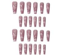 Cocila Faux Ongles Coller Noir Long Ballet Nude Couleur Rose Faux Ongles Patch 24 Pièces Convient pour Presser Les Ongles des Femmes Imprimante Ongles (Pink, One Size)