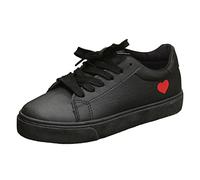 Cocila Femme Basket Chaussures Running Noir Coeur Décoré De Planche Modèle Décontracté Léger Cuir Supérieur Grande Taille À Lacets Formateurs Legere Chaussure Marche Confortable Basquet Baskets