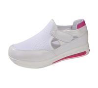 Cocila Femme Baskets Mode Chaussures Sport Décontractées pour Femmes en Respirante avec Brides À Crochet Réglables Légères Et Confortables De Running Chaussure Randonnee Randonnée Basket Toile Blanc