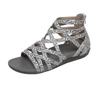 Cocila Femme Chaussures Ville Sandale Femmes Printemps Été Et Automne Légères Confortables Avec Brides Creuses Fermeture Éclair À L'Arrière Style Romain Décontracté Sandales Compensées Gris foncé 43