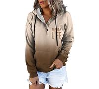 Cocila Femme Sweat À Capuche Zippé Manches Longues pour (Khaki, L) Plaid Ado Blue Sweatshirt Women Pull A Chat Rouge Oversize Ete Sweet Veste Zippee Hoodie Zip Zipper Summer avec Noir Long Zippe