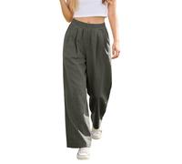 Cocila Femmes Décontracté Boho Pantalon Ample À Jambes Larges Et Plissé Taille Haute en Lin Coton Drapé Respirant Style De Vacances Femme Fluide Chino Sport Léger Été Senior Elastique