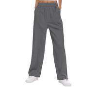 Cocila Femmes Décontracté Boho Pantalon pour Femme Taille Élastique Poches Coupe Droite Couleur Unie Ample Long Femme Bas Jogging Plage Large Grande Leger Golf Jupe Culotte Fluide Et