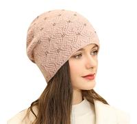Cocila Femmes Élégant À La Chaud Épais Doux Câble Extensible Chapeau d'hiver avec Perle Perlée Garniture Casquette Bonnet Beanie pour Hommes Et Bonnets Homme Femme Rouge Pompon Orange Hiver Noir