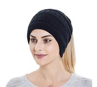 Cocila Femmes Et Hommes Hiver Chaud Chapeaux éCharpe Double Usage Tricoté Laine Chapeau des Oreilles Coupe-Vent BéRet Tricolore (Black One Size) Casquette Homme Rouge Casquette Filet Homme De