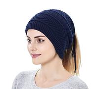 Cocila Femmes Et Hommes Hiver Chaud Chapeaux éCharpe Double Usage Tricoté Laine Chapeau des Oreilles Coupe-Vent BéRet Tricolore (Navy One Size) Casquette Rouge Homme RandonnéE Homme Bonnet