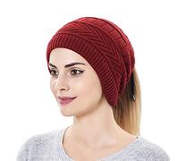 Cocila Femmes Et Hommes Hiver Chaud Chapeaux éCharpe Double Usage Tricoté Laine Chapeau des Oreilles Coupe-Vent BéRet Tricolore (Wine One Size) Casquette Homme Noir Bonnet Tour De Cou Femme Buff