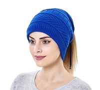 Cocila Femmes Et Hommes Hiver Chaud Chapeaux éCharpe Double Usage Tricoté Laine Chapeau des Oreilles Coupe-Vent BéRet Tricolore (Blue One Size) Casquette Homme Beige Casquette Visiere Femme