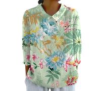 Cocila Femmes éTé Hauts RéTro Rayé Bouton ArrièRe Haut Ample DéContracté Coton Et Lin Chemise à Manches 3/4 Robe Indienne Tunique Grande Taille Femme 52 54 56 Chemisier Dentelle Femme VêTements
