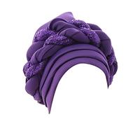 Cocila Femmes Perles Tresse Chapeau à Volants Cancer Wrap Cap Sommeil Casquettes Satin Doublé Cheveux Bonnets Bonnet Enfant 3 Ans (Purple One Size) Bonnet Hommes Coton léger Casquette Ado Garcon