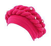 Cocila Femmes Perles Tresse Chapeau à Volants Cancer Wrap Cap Sommeil Casquettes Satin Doublé Cheveux Bonnets Bonnet Hommes USA (Hot Pink One Size) Casquettes De Baseball Hommes Casquette Chantier