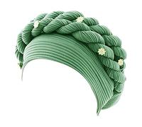 Cocila Femmes Perles Tresse Chapeau à Volants Cancer Wrap Cap Sommeil Casquettes Satin Doublé Cheveux Bonnets Bonnet Hommes USA (Green One Size) Capuche pour Casque De Ski Casquette Noire en Cuir