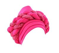 Cocila Femmes Perles Tresse Chapeau à Volants Cancer Wrap Cap Sommeil Casquettes Satin Doublé Cheveux Bonnets Bonnet Enfant 3 Ans (Hot Pink One Size) Bonnet de Chimio Printemps Cagoule Homme