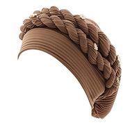 Cocila Femmes Perles Tresse Chapeau à Volants Cancer Wrap Cap Sommeil Casquettes Satin Doublé Cheveux Bonnets Bonnet Hommes USA (Khaki One Size) Casquette Docker Hommes Cagoule Polaire Casquette