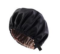 Cocila Femmes RéVersible RéGlable Perles Tresse Chapeau à Volants Cancer Wrap Cap Sommeil Casquettes Satin Doublé Cheveux Bonnets BéRet Fille 4 Ans (Black One Size) Bonnet Jersey léger pour