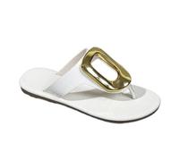 Cocila Femmes Tongs Flip Flops Pantoufles Été Chaussures De Plage Et Piscine Pour Femmes Nouvelles À Bordure Grande Taille Sandales Décontractées Boucle En Métal Chevrons Été Fond Plat Blanc 39