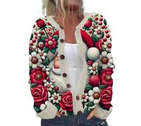 Cocila Festive Women's Christmas Cardigan Holiday Sweater with Elegant Seasonal Patterns Manteau Veste Portefeuille (Pink XXL) Veste Jean Bombers Femmes Printemps Mi Saison Chic Womens Jacket
