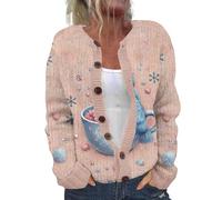 Cocila Festive Women's Christmas Cardigan Holiday Sweater with Elegant Seasonal Patterns Manteau Veste Portefeuille (Blue XL) Veste Fleurie Femmes en Jeans Jean Femmes Grande Taille ImperméAble Mi