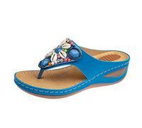 Cocila Flip-Flop Tongs D'Été Pour Femme Clip Orteil Sandales Gelée Plage Étudiantes Coréenne Été Plates Orthopedique Claquette De Chaussure Confortable Chaussons Sandale Orthopédique Tong Bleu 39