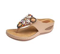 Cocila Flip-Flop Tongs D'Été Pour Femme Clip Orteil Sandales Gelée Plage Étudiantes Coréenne Été Plates Orthopedique Claquette De Chaussure Confortable Chaussons Sandale Orthopédique Tong Kaki 41