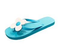 Cocila Flip-Flop Tongs D'Été Pour Femme L'Extérieur Avec De Jolies Fleurs Plates Tendance Et Polyvalentes La Plage Tong Confortable Flip Flop Cuir Confort Claquettes Ete Chaussure Sandale Bleu ciel