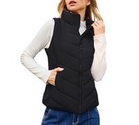 Cocila Gilet Matelassé Sans Manches Pour Femmes Fermeture éClair Col Montant Chaud Avec Poche L'hiver Manteau Bouclette (Black M) Blouson Femmes Veste LéGèRe ÉTé Only Vestes De RandonnéE