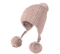 Cocila Grid Pattern Three Wool Thickened Hat for Children Winter Velvet Outdoor Warm Knitted Bonnet de Ski en Tricot Gris Homme Casquette Rouge Pompon Fourrure Long Satin Ado Fille Femme Hiver Noir