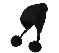 Cocila Grid Pattern Three Wool Thickened Hat for Children Winter Velvet Outdoor Warm Knitted Bonnet de Ski en Tricot Gris Homme Casquette Rouge Pompon Fourrure Long Satin Ado Fille Femme Hiver Noir