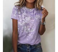 Cocila Haut Sexy Tops for Women UK 2025 Casual Print Short Sleeve Crew Neck Blouse and Shirts Loose Fit T Cadeau Humoristique Cher Chemisier Blanc Femme Chic Et Élégant Tuniques Élégantes Top