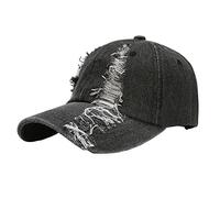 Cocila Hommes Dames Chapeau Casquette de Baseball déchiré Denim Boucle extérieur Parasol Chapeaux Carton (Black One Size) Homme Jardinage Chapeau pour Les Masque De Ski Capuche Cagoule Homme