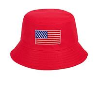 Cocila Hommes Et Femmes éTé DéContracté Solaire Drapeau AméRicain éToiles Rayures Sortir Jouer PêCheur Chapeau Bassin Casquettes Souples Homme (Red, One Size) Homme Feutre Cagoules Hiver