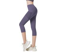Cocila Legging Coton Femme Confortable Extensible 3/4 -Longs pour Femmes Taille Haute Pantalon De Sport Cycliste Amincissant Idéal La Gym Et Le Yoga Equitation Panta Court - 3D Anti Violet S