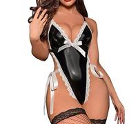 Cocila Lingerie Femme Sexy Body Hot Costumes Noir À Lacets en Cuir Bondage Dame Latex sous-Vêtements Grandes Tailles Tenue Adulte Ensemble sous Vetement Pute Érotique Grande Taille Ouverte