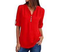 Cocila Long Sleeve Shirts for Women Notched Down V Neck Tunic Chiffon Tops Ladies Blouses Casual Spring 2025 Pochette pour Aide Soignante Tee Paillette Femme Tee Manches Longues Col