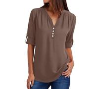 Cocila Long Sleeve Shirts for Women Notched Down V Neck Tunic Chiffon Tops Ladies Blouses Casual Spring 2025 Pochette pour Aide Soignante Tee Paillette Femme Tee Manches Longues Col