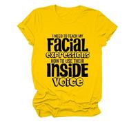 Cocila Lot T-Shirt Homme Humoristique pour Femme avec Inscription « J'Ai Besoin D'Apprendre Mes Expressions Faciales » Et « T-Shirts Humoristiques » Pull T Shirt Haut Chemise Col Chemisier Noir